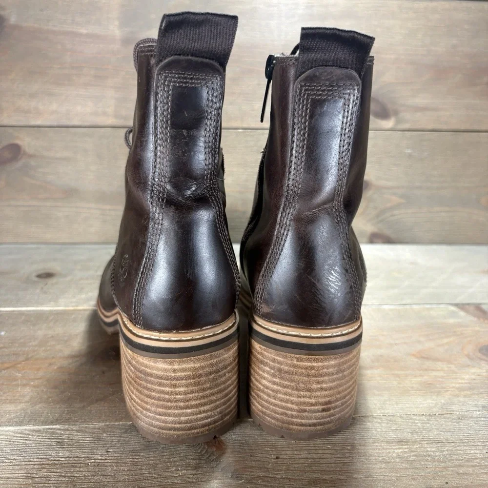 timberland sienna womens size 7 shoes brown leather heel ankle boots
